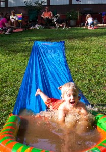 My Grandson enjoying the Slide in Summer.